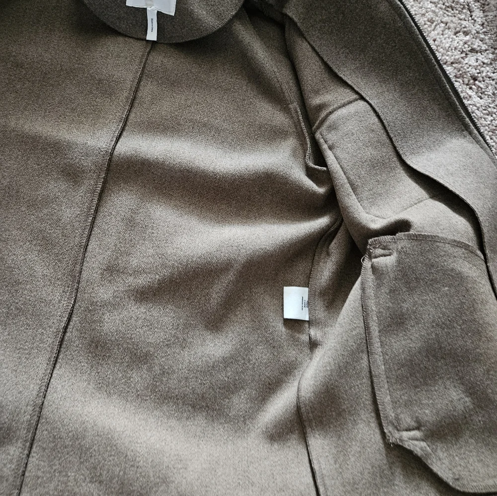 Anthropology avec les fillas zip jacket collar winter coat medium Brown Minimal - Picture 4 of 12